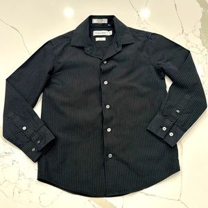 Youth boys Calvin Klein Slim Fit pinstripe black Dress Shirt size 8